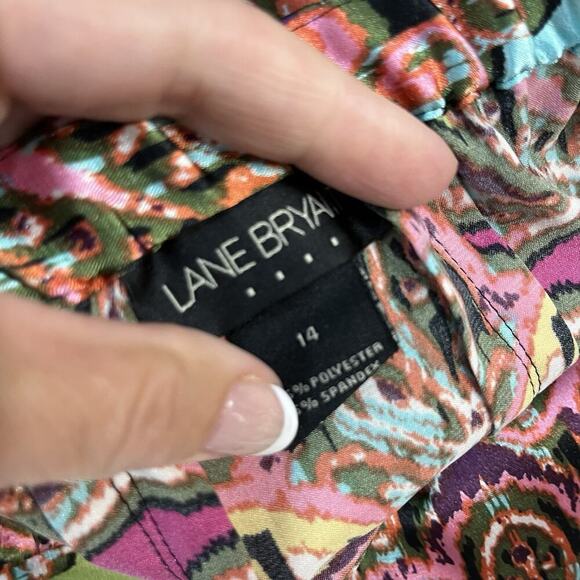 Lane Bryant Skirt sz 14 Pink Green Paisley Satin Knee A Line Modest Boho Wedding - Picture 7 of 7